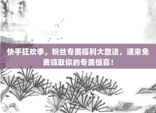快手狂欢季,粉丝专属福利大放送,速来免费领取你的专属惊喜!